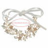 F-0432 Fashion Lace Flowers Crystal Pearl Beads Silk Chain Hairband Bridal Wedding Hair Accessories Jewelry