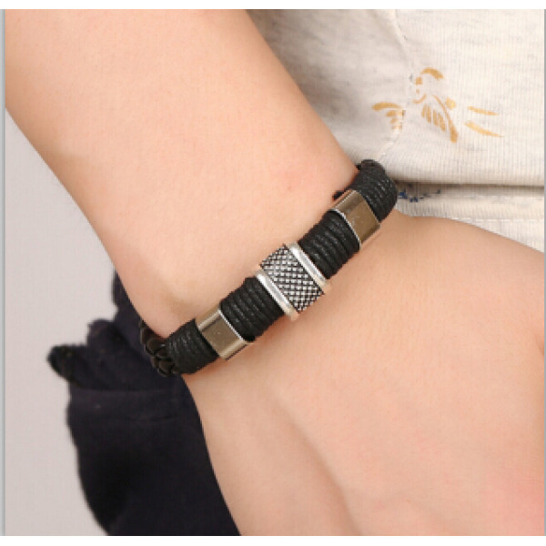 B-0868 Punk Men Brown Black Leather Lion Head Bracelets Party Fashion Accessories