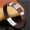 B-0868 Punk Men Brown Black Leather Lion Head Bracelets Party Fashion Accessories