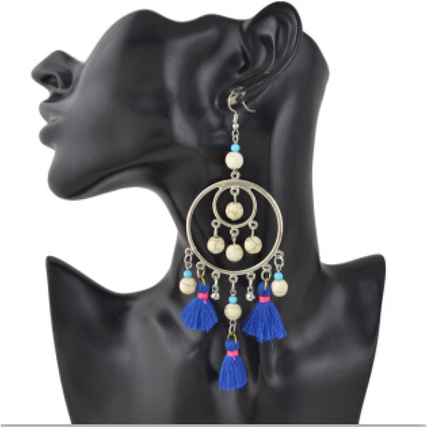E-4373 5 colors Ethnic Handmade Thread Tassel Drop Earrings for Women Bohemian Fashion Jewelry Accessories