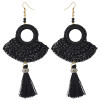 E-4372 Ethnic Handmade Hoop Beaded Thread Tassel Drop Earrings Jewelry Accessories