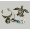 E-4377 6Pcs/set Tortoise Shape Silver Metal Rhinestone Stud Earrings for Women Bohemian Party Fashion Accessories