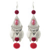 E-4378 Bohemian Fashion Jewelry 5 colors Silver Plated Bead Plush ball pendant Drop Earrings