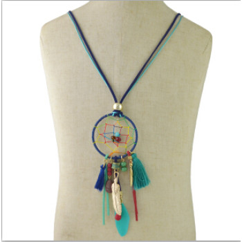 N-6950 Fashion Lady Vintage Tassel Feather Necklace Long Pendant Jewelry for Women