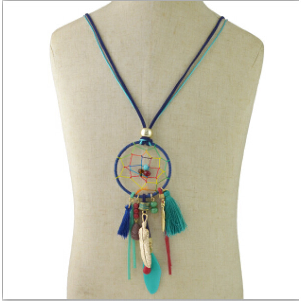 N-6950 Fashion Lady Vintage Tassel Feather Necklace Long Pendant Jewelry for Women