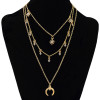 N-6936 New Fashion Gold Silver Plated Rhinestone star moon pendant Necklace