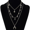 N-6936 New Fashion Gold Silver Plated Rhinestone star moon pendant Necklace