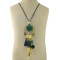 N-6954 New Gold Plated Tassel Charm turquoise thread leaf Plush ball pendant Necklace Jewelry