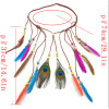 F-0469 Handmade Ethnic Tribal Gypsy Turkish Rope Wood Beads Feather Hairband Hair Clip Hair Jewelry For Women & Girls Jewelry