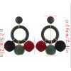 E-4386 3 Colors Pom Pom Ball Drop Earrings for Women Ladies Wedding Party Fashion Jewelry