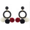 E-4386 3 Colors Pom Pom Ball Drop Earrings for Women Ladies Wedding Party Fashion Jewelry