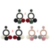 E-4386 3 Colors Pom Pom Ball Drop Earrings for Women Ladies Wedding Party Fashion Jewelry