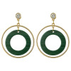 E-4387 3 Colors Korean Style Gold Plated Hoop Acrylic Circle Crystal Dangle Earrings