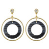E-4387 3 Colors Korean Style Gold Plated Hoop Acrylic Circle Crystal Dangle Earrings