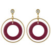 E-4387 3 Colors Korean Style Gold Plated Hoop Acrylic Circle Crystal Dangle Earrings