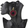 E-4387 3 Colors Korean Style Gold Plated Hoop Acrylic Circle Crystal Dangle Earrings