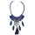 N-6959 Bohemian Thread Feather Acrylic Gem Leather Pendant Necklace