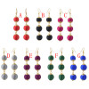 E-4397 7 Colors Cute Thread Pom Pom Ball Drop Earrings for Women Ladies Party Fashion Jewelry