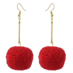 E-4395 5 Colors Cute Gold Plated Woolen Pom Pom Earrings