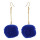 E-4395 5 Colors Cute Gold Plated Woolen Pom Pom Earrings