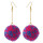 E-4395 5 Colors Cute Gold Plated Woolen Pom Pom Earrings