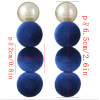 E-4396 7 Colors Pearl Pom Pom Ball Statement Drop Earrings for Women Ladies Weddding Party Fashion Accessories