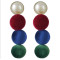 E-4396 7 Colors Pearl Pom Pom Ball Statement Drop Earrings for Women Ladies Weddding Party Fashion Accessories