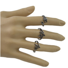 R-1490 5Pcs/Set Bohemain Black Alloy Midi Finger Rings for Women Wedding Party Fashion Jewelry