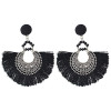 E-4398 New Fashion Vintage Style Carving Metal Button Shape Thread Dangle Earrings