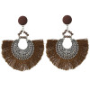 E-4398 New Fashion Vintage Style Carving Metal Button Shape Thread Dangle Earrings
