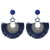 E-4398 New Fashion Vintage Style Carving Metal Button Shape Thread Dangle Earrings