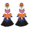 E-4400 7 Colors Golden Alloy Acrylic Crystal Gem Silk Thread Tassel Shourouk Earrings