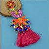E-4400 7 Colors Golden Alloy Acrylic Crystal Gem Silk Thread Tassel Shourouk Earrings