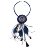 N-6966 Bohemian Style Dream Catcher Feather Stone Thread Tassel Statement Necklace