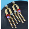 E-4403 4Colors Fashion Gold Metal Pearl Rhinestone Statement Drop Earrings for Women Ladies Wedding Party Jewelry
