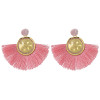 E-4406 8 Colors Gold Plated Alloy Rhinestone Round Shape Thread Tassel Statement Earrings