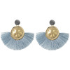 E-4406 8 Colors Gold Plated Alloy Rhinestone Round Shape Thread Tassel Statement Earrings