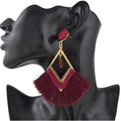 E-4408 3 Colors Bohemian Long Fringe Tassel Drop Earrings for Women Wedding Party Birthday Gift