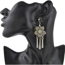 E-4413 2 style Fashion Vintage Hook Bohemian Carving Flower Tassel Earring for Women Jewelry