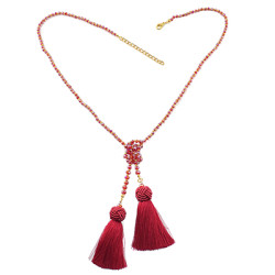 N-6961 Fashion New Style Acrylic Beaded Chain Silk Thread Tassel Necklace