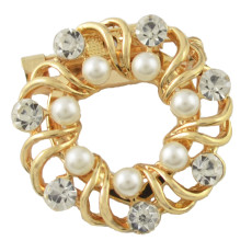 P-0387 New Fashion personality Gold Silver Plated Alloy Pearl Crystal Rhinestone Scarf Buckle Brooch Accessory