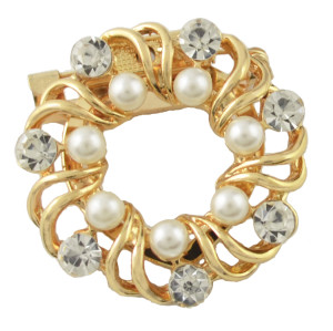 P-0387 New Fashion personality Gold Silver Plated Alloy Pearl Crystal Rhinestone Scarf Buckle Brooch Accessory