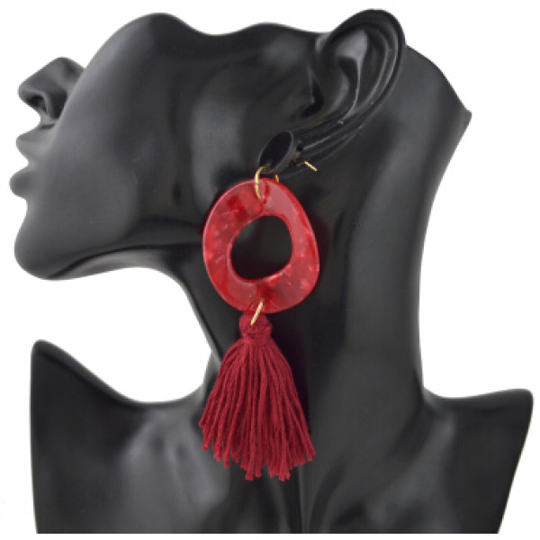 E-4409 Fashion Women Acrylic Thread Tassel Long Drop Earrings Bohemian Wedding Party Jewelry