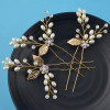 F-0471 4Pieces/set New  Fashion Gold Plated Alloy Pearl Crystal Rhinestone Hairclip  Handmade Hair Accessory Jewelry