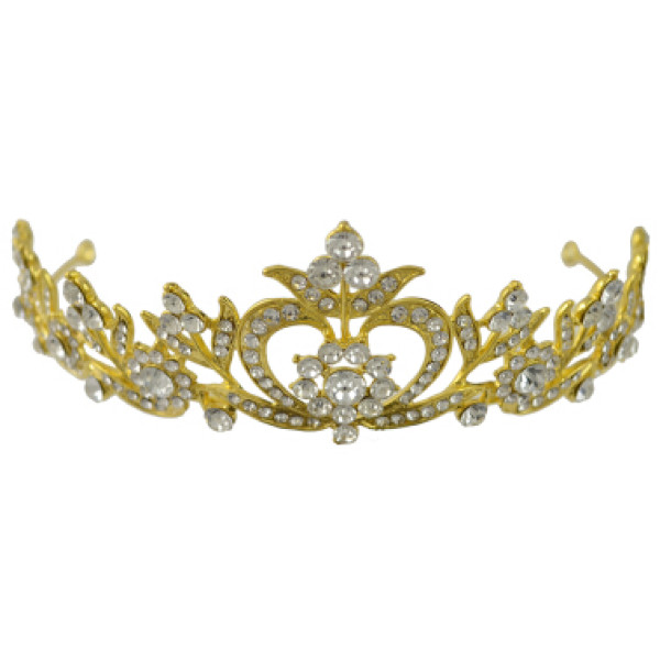 F-0473 Luxury Rhinestone Gold Queen Crown Bridal Headpiece Wedding Hair Accessories