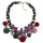 N-6963 Fashion Thread Weave Chain Leaf Flower Pom Pom Choker Bib Necklace