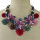 N-6963 Fashion Thread Weave Chain Leaf Flower Pom Pom Choker Bib Necklace