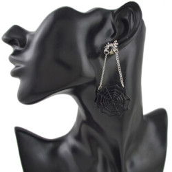 E-4416 Bohemian style Black Alloy Spider web shaped pendant dangle earrings