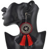 E-4417 Bohemian Style Vintage Silver Alloy Big Flower Thread Tassel Dangle Earrings