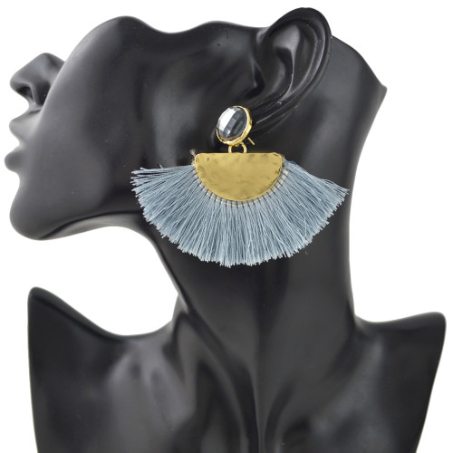 E-4418 3 Colors Bohemian Gold Plated Crystal Long thread Tassel Drop Earrings Jewelry